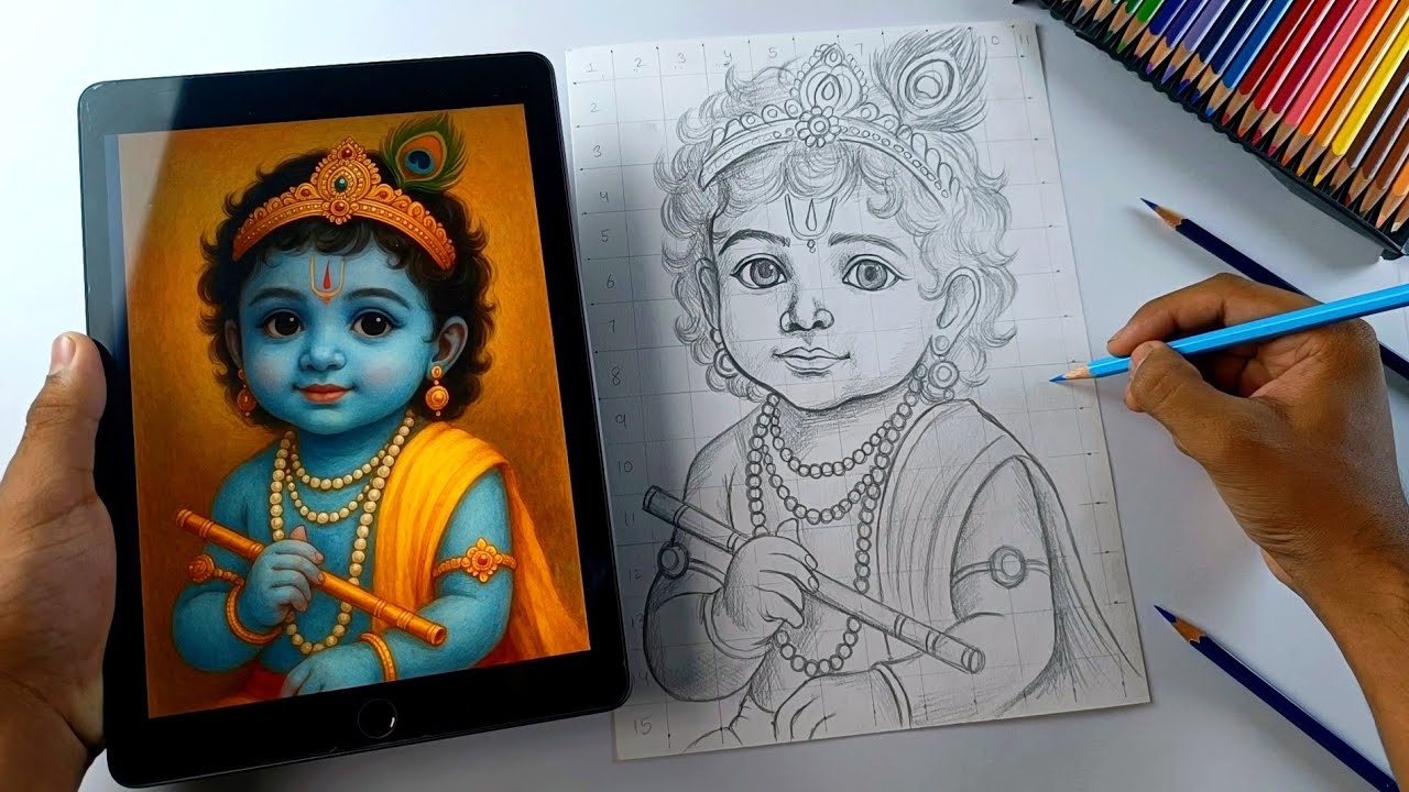 How To Draw Krishna Ji | Step By Step (Outline Tutorial) 