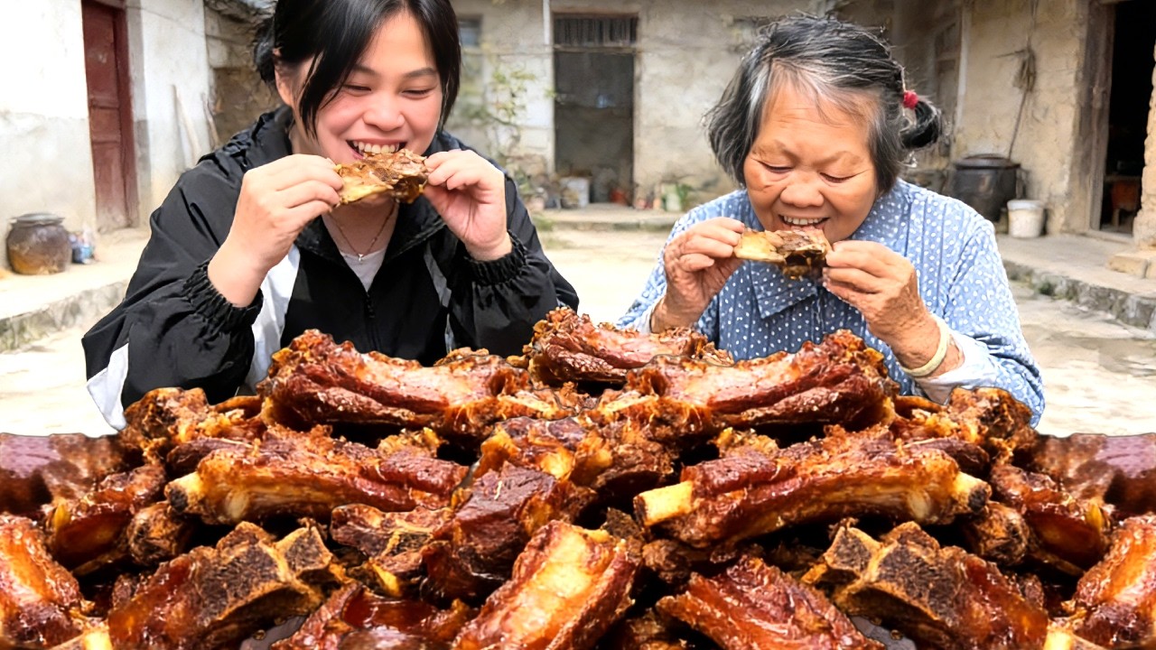 给外婆做一大锅红烧排骨，软烂入味实在是太好吃了！#我的乡村生活【农人小永】