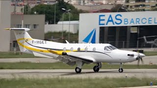 Pilatus PC-12 NG (F-HGET) at Sabadell Airport.
