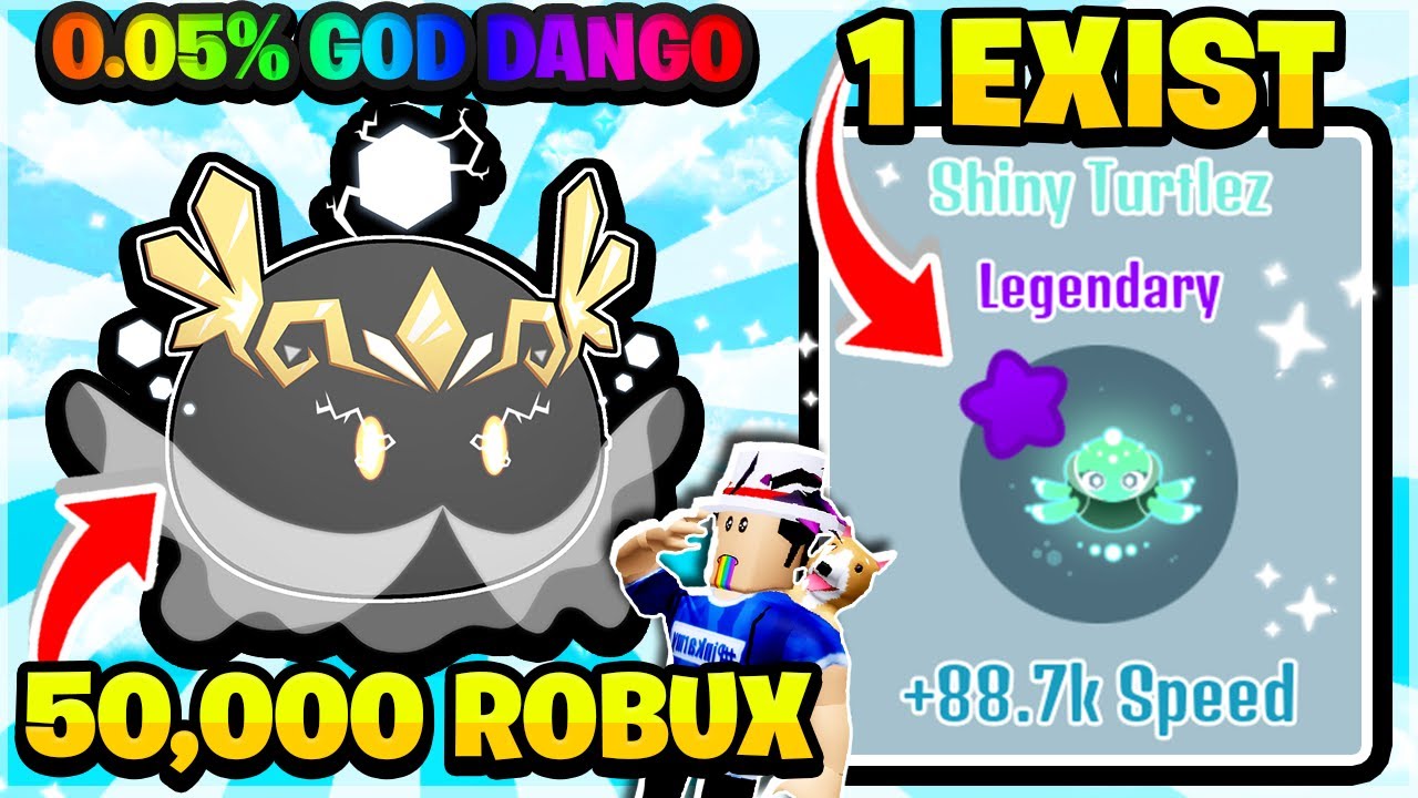 50,000 ROBUX TO HATCH 0.5% GOD DANGO & 1 EXIST SHINY 10M PET IN ROBLOX ...