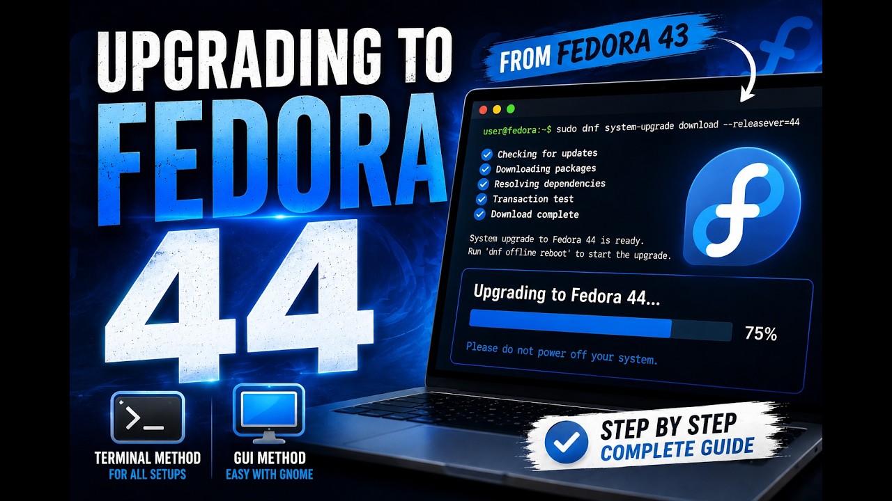 How to Upgrade Fedora 43 to Fedora 44 (GUI + Terminal) - YouTube