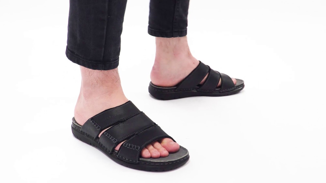  Shuperb™ Hush Puppies CAMERON Mens Leather Mule Sandals Black YouTube