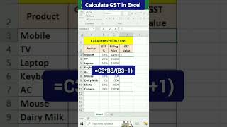 GST bill kaise banaye|| how to create GST bill in excel #ytshorts #excel screenshot 2