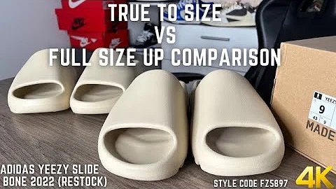 Adidas Yeezy Slide Bone 2022 Restock True To Size vs Full Size Up Comparison