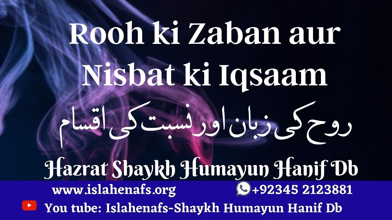 Rooh Ki Zaban aur Nisbat Ki Iqsaam|Sufism Tasawwuf | Naqshbandi Sufi| Hazrat Shaykh Humayun Hanif Db