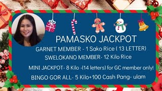 PAMASKO BINGO JACKPOT- 1 SACK OF RICE- GC MEMBERS ONLY