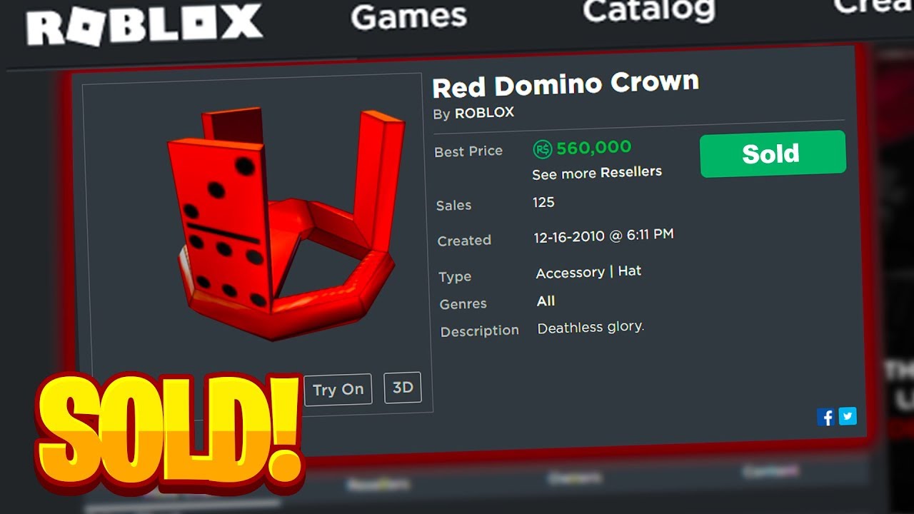 I Sold My 500 000 Robux Red Domino Crown Roblox Youtube - domino roblox youtube event