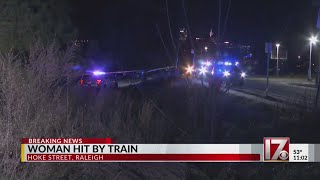 Woman dies after being hit by train near downtown Raleigh, police say