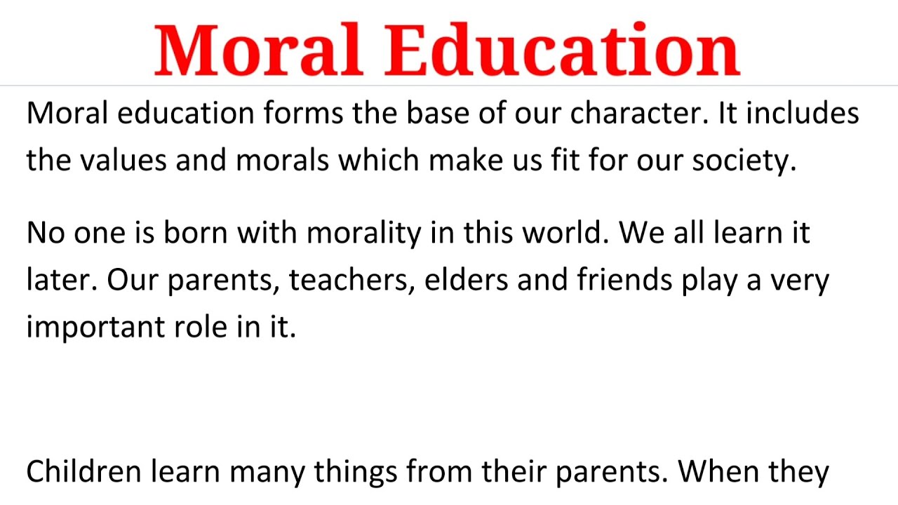 how to write moral education essay