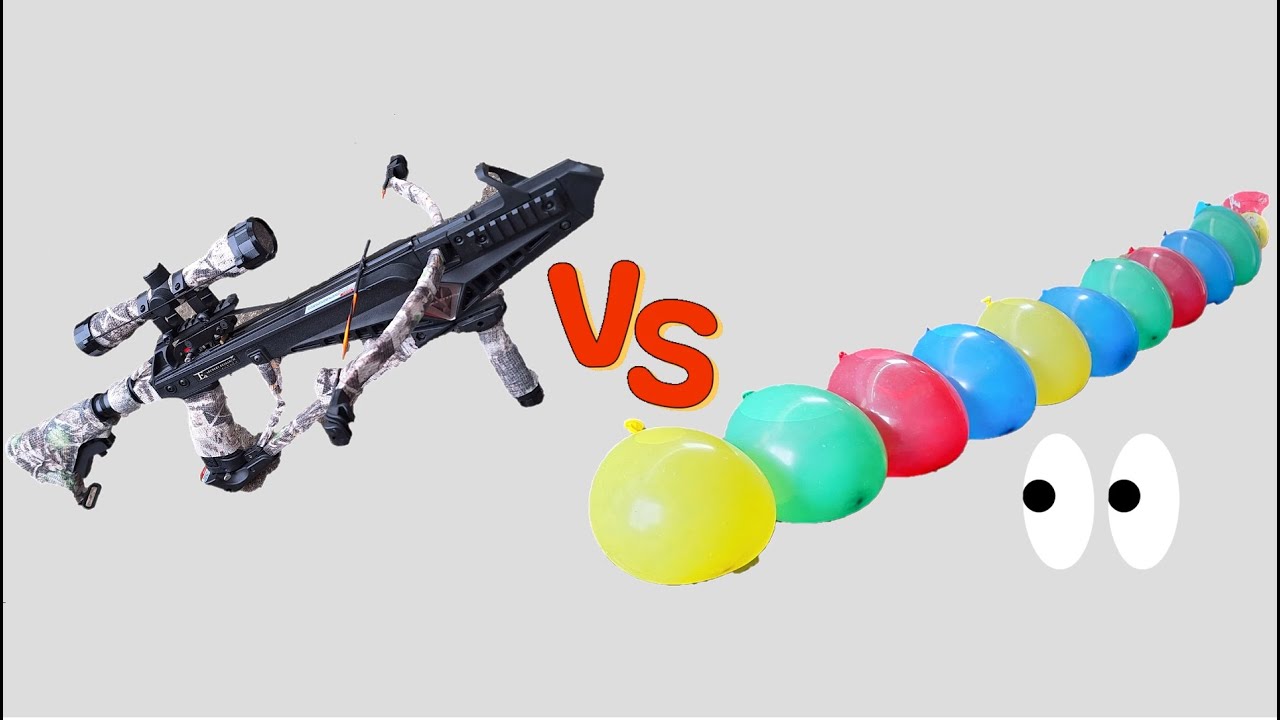 Crossbow vs Water Balloons how many? YouTube