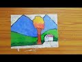 Glass painting scenery drawing colouring with acrylic paint very easy AMBICA'S ART FILE