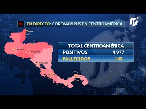 Mapa de contagios de COVID-19 / CORONAVIRUS en Centroamérica, en tiempo real