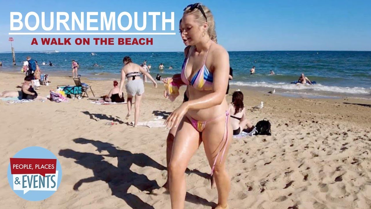 Bournemouth Beach Walk England UK - With Captions/Subtitles