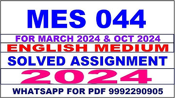 mes 044 solved assignment 2024 | mes 44 solved assignment in english 2023-24 | mes 44 2024