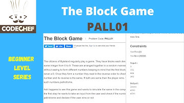 The Block Game | Problem code- PALL01| codechef beginner level  | codechef solution