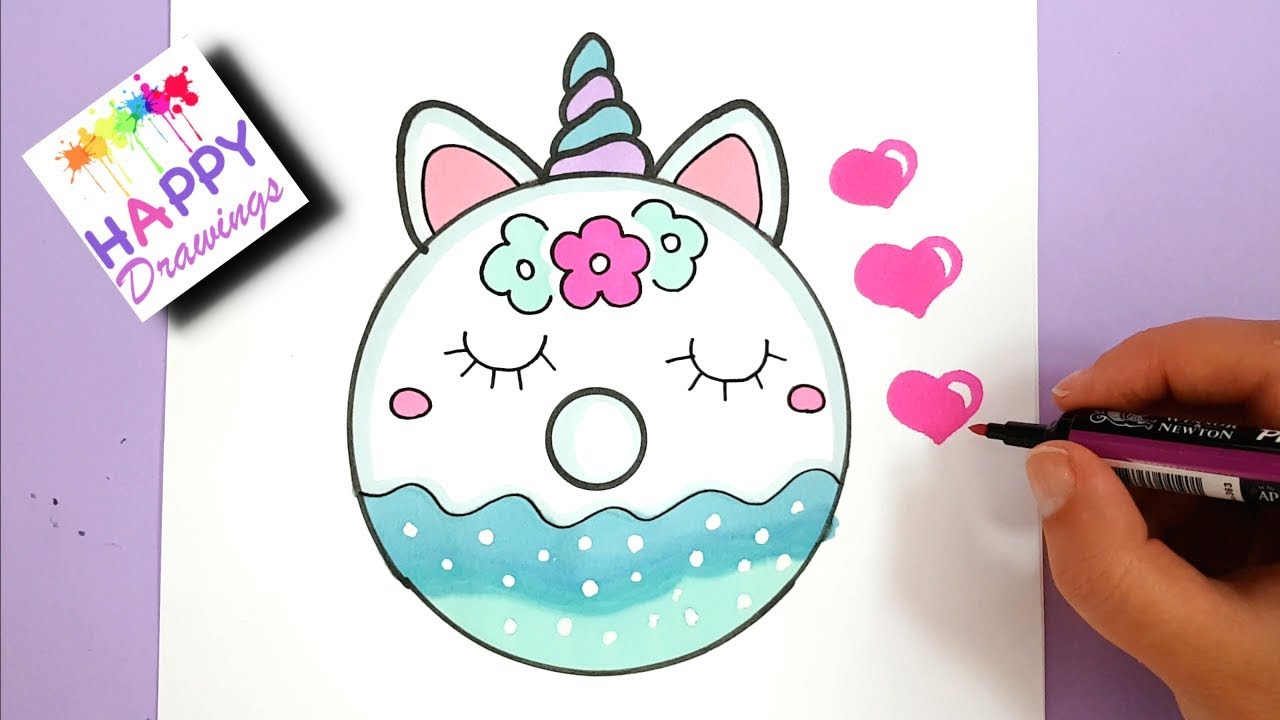 Drawing and Painting - HOW TO DRAW A CUTE UNICORN DONUT EASY - clipzui.com