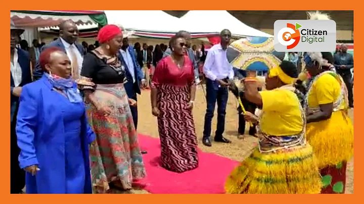 Meru Governor Kawira Mwangaza dancing with Meru traditional dancers at Kinoru Stadium