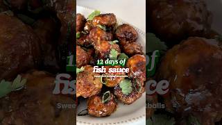 Vietnamese-style cocktail meatballs in a sweet chili fish sauce glaze #recipe