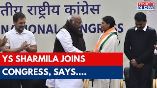 YS Sharmila Joins Congress In Presence Of Party President Mallikarjun Kharge & Rahul Gandhi