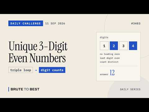 LeetCode Daily #3483 - 11 Sep 2026: Unique 3-Digit Even Numbers Explained