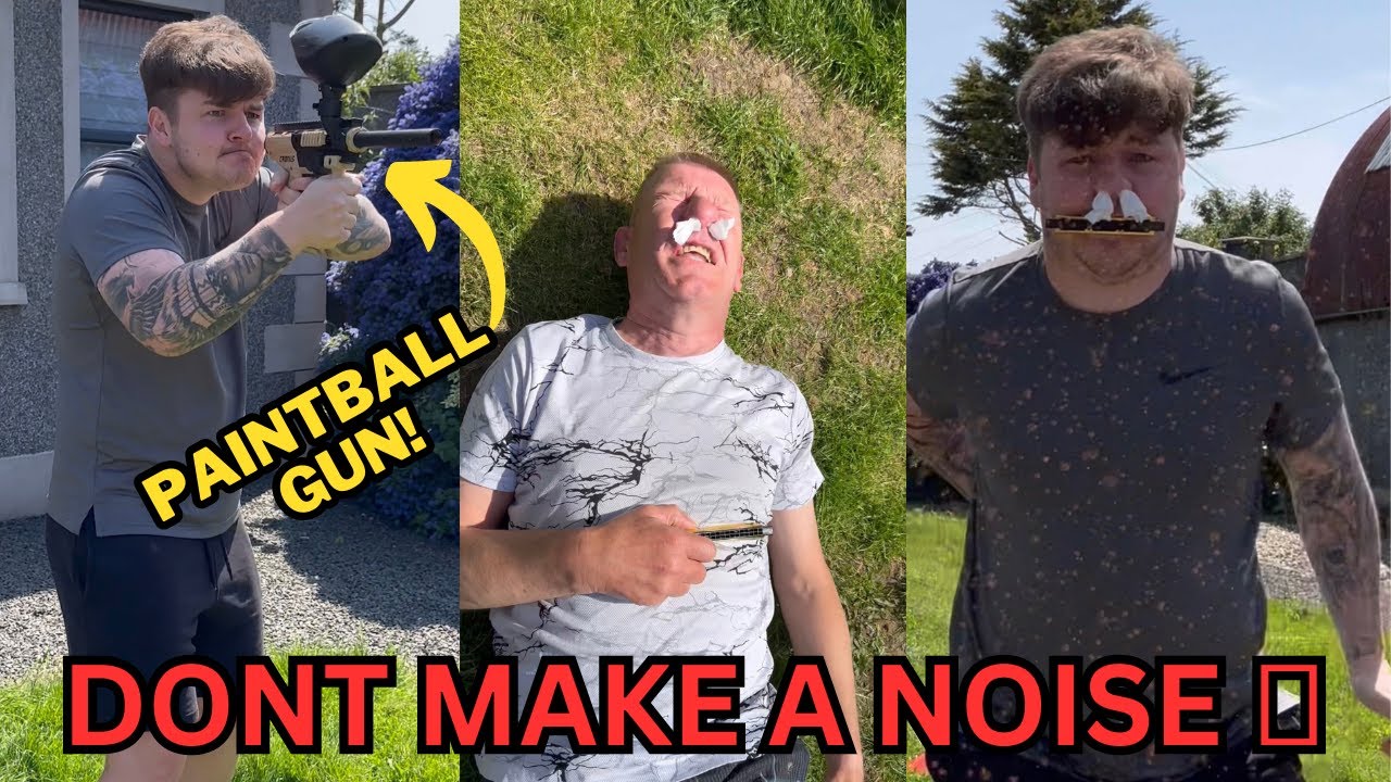 Paintball gun VS our BACKSIDES.... Don't make a noise challenge! 🤫