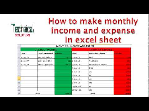 How to make monthly income and expense in excel sheet