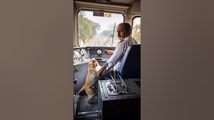 Monkey stops train #ai #foryou #rescue #animals #animalrescue #india