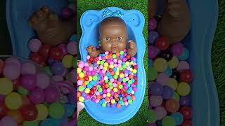Full of 3 Rainbow BathTubs 🌈 Candy with M&M's & Magic Slime Cutting #sh #usashorts #viral #funny