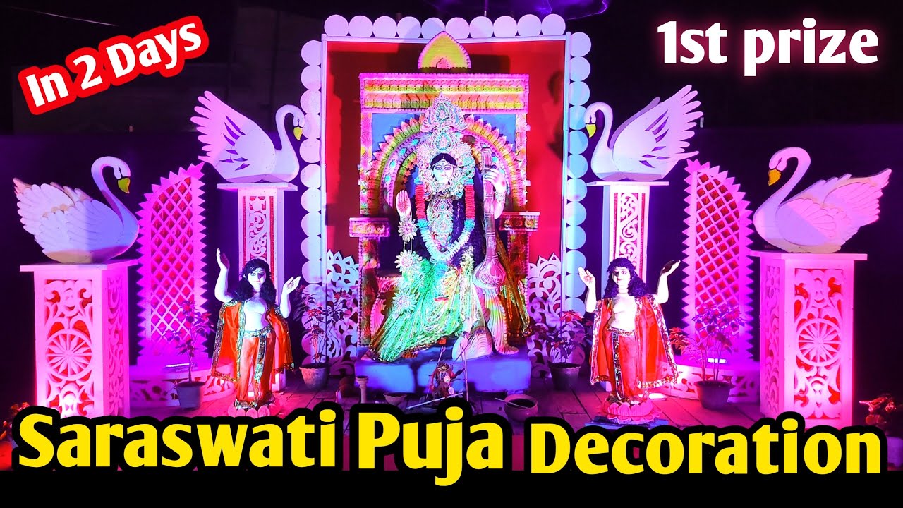 Saraswati Puja Pandal Saraswati Puja Thermocol Pandal Easy Theme Saraswati Puja Pandal Saraswati Puja Thermocol Pandal Easy Theme