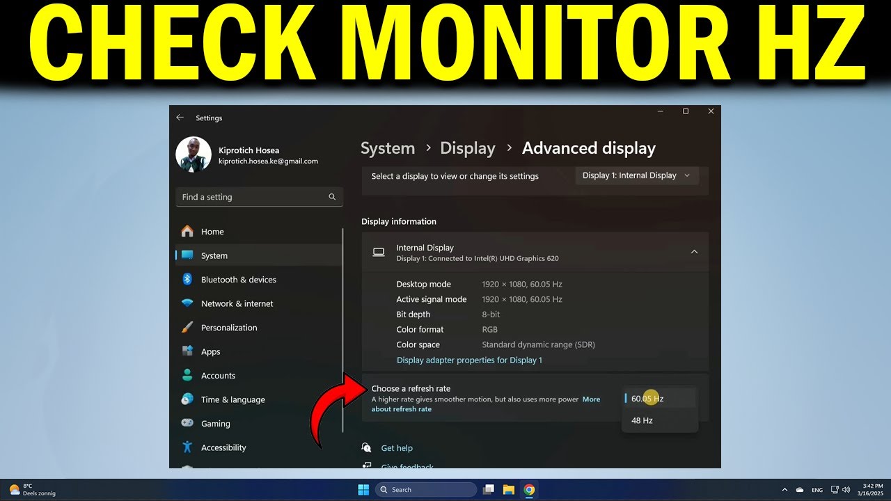 How To Check your Monitor Screen Refresh Rate HZ in Windows 11 - YouTube