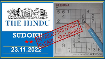 How to Solve 2 Star Hindu  Sudoku Nov 23,  2022 -  Step By Step Solution