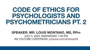 Code of Ethics for Psychologists and Psychometricians