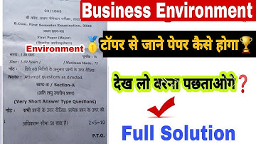 Business Environment Question paper | business environment previous year question paper bcom