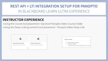 Panopto Integration - Setup & User Experience: Blackboard Learn Ultra