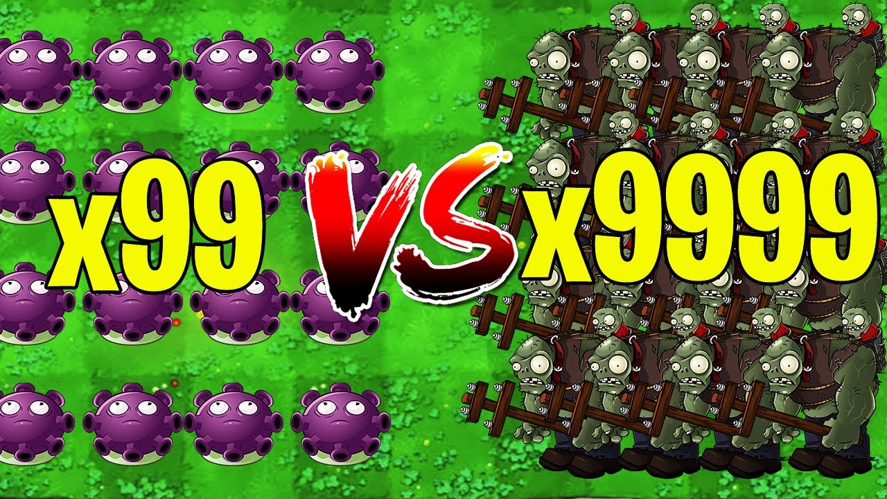 99 Gloom shroom Vs 9999 Gargantuar - Plants vs Zombies - YouTube