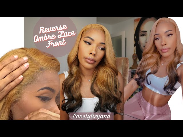 Reverse Ombre! Blonde To Black Preplucked Lace Front Wig  display picture 1