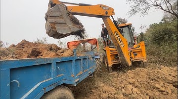 Loading Soil In Tractor Dump Video |  JCB Backhoe Best Operator Skill @droneplanet2040