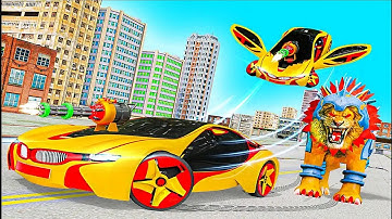 Lion Robot Car Transforming Game: 3D Air Jet Robot - Android iOS Gameplay