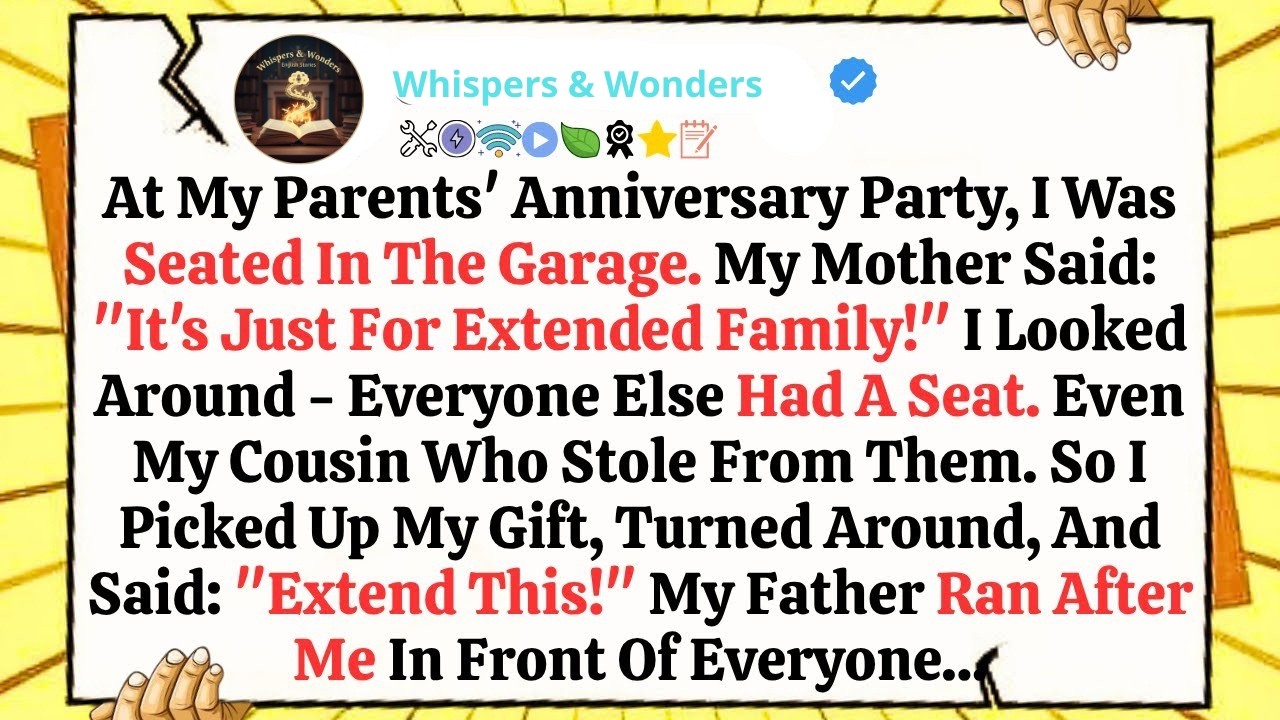 At My Parents' Anniversary Party, I Was Seated in the Garage