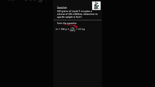 Specific weight - Example 1 (find the specific weight) Method 2! fluid mechanic, density, gravity