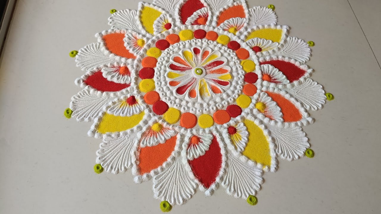 How to make Easy Rangoli? |सणांसाठी झटपट होणारी आकर्षक रांगोळी | Rangoli | Easy rangoli for Beginner