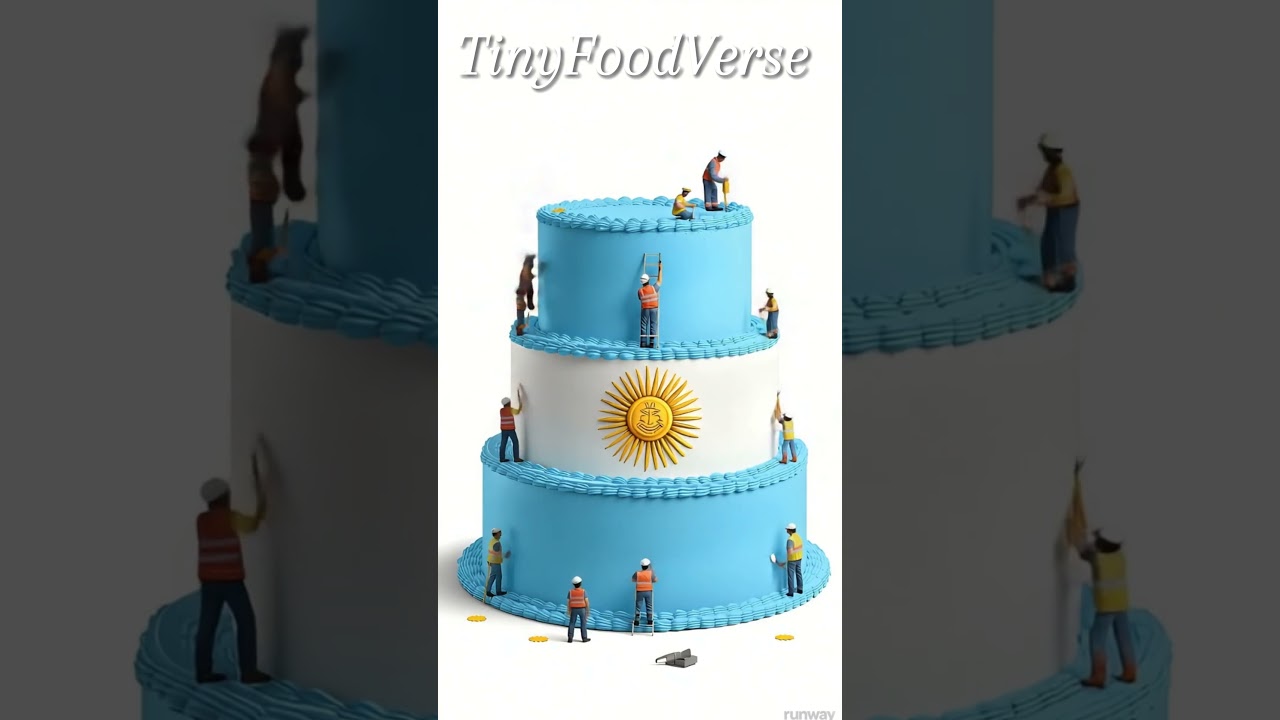 Tiny Humans Decorate a Giant Argentina Flag Cake 🇦🇷🎂 | TinyFoodVerse