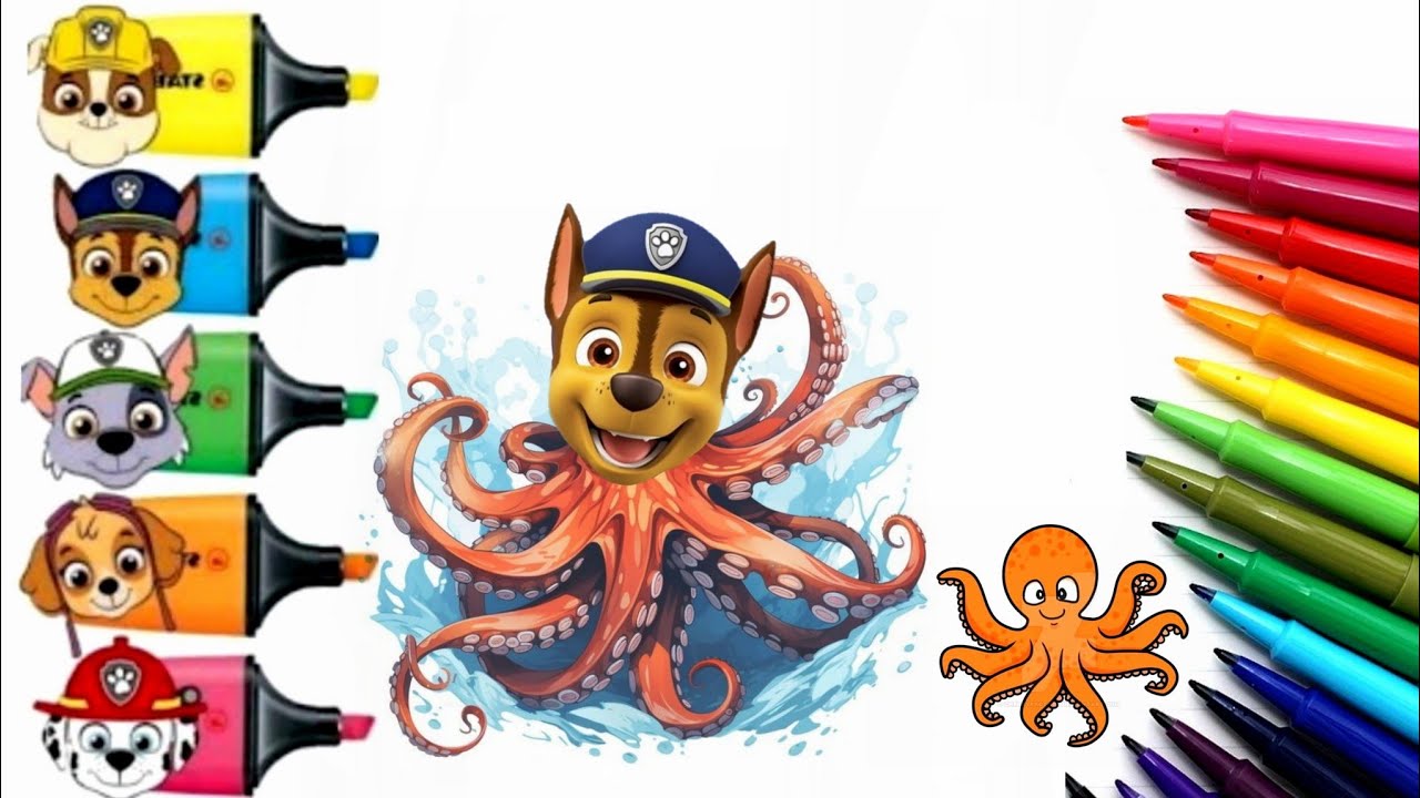 Paw Patrol 🐶 😍 Drawing, painting and Coloring Chase Paw Patrol ...