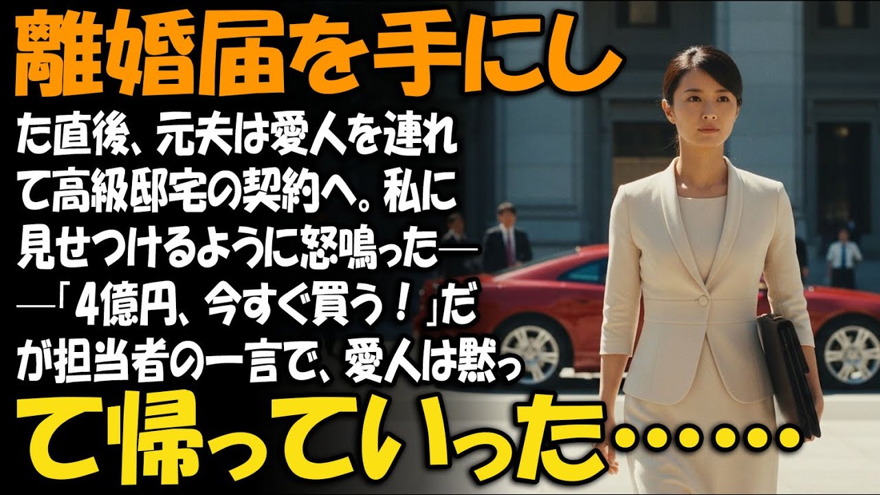 離婚届を手にした直後、元夫は愛人を連れて高級邸宅の契約へ。私に見せつけるように怒鳴った——「4億円、今すぐ買う！」だが担当者の一言で、愛人は黙って帰っていった……【家族ドラマ】【静かな復讐】