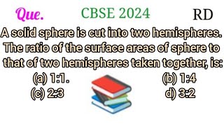 A Solid sphere is cut into two hemisphere. the ratio of the surface areas of sphere to that of two..
