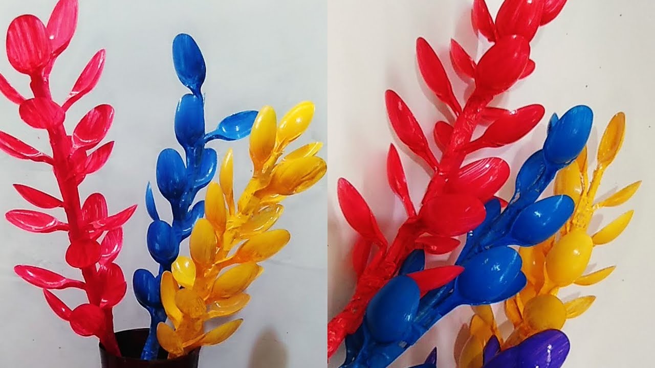 Best Out Of Waste||plastic Spoon Craft//Plastic Spoon flowers..! - YouTube