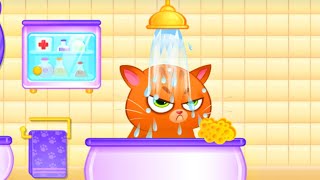 Котик Бубу - Мой виртуальный Питомец #1 Купается, кушает/Funny Game - Bubbu My Virtual cat