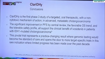 ClarIDHy: ivosidenib vs placebo in advanced cholangiocarcinoma with IDH1 mutatin
