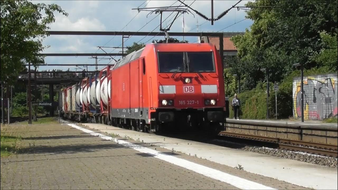 DB 185 327-1 med container trailertog - YouTube