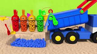 1234 Colourful Trucks ll Bulldozers & Dump Trucks for Kids llRoad Across Water Construction ll Kids